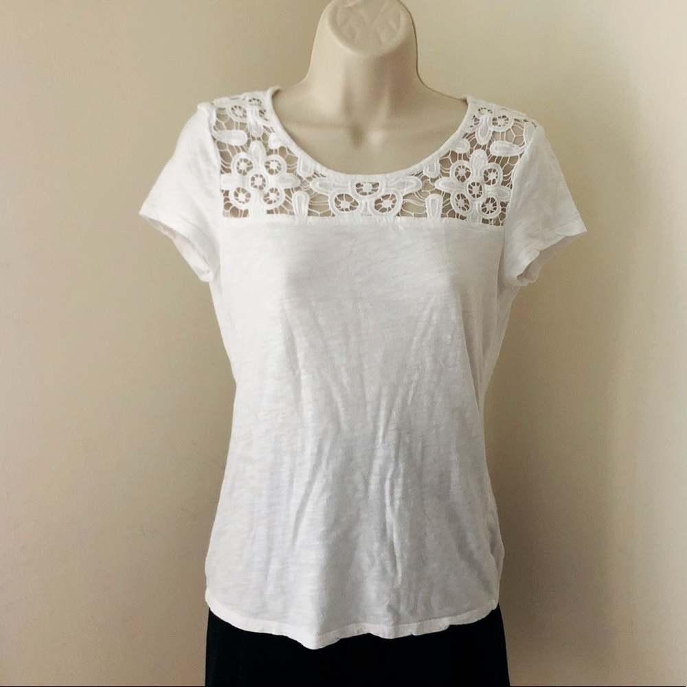 Saks Fifth Avenue/Blue white cotton top sz S